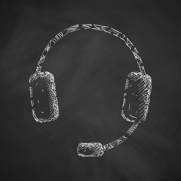 Headphones icon on chalkboard — Stock Vector