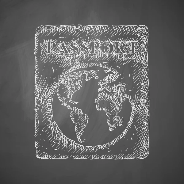 Passport icon on chalkboard — Stock Vector