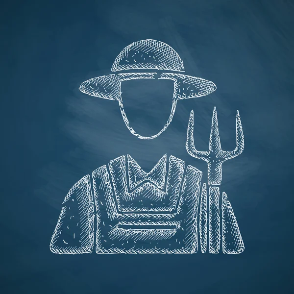 stock vector Farmer icon on chalkboard