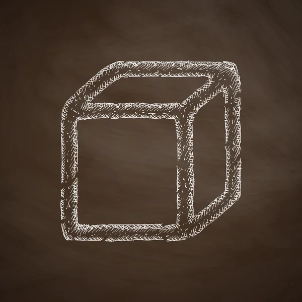 Cube icon on chalkboard — Stock Vector