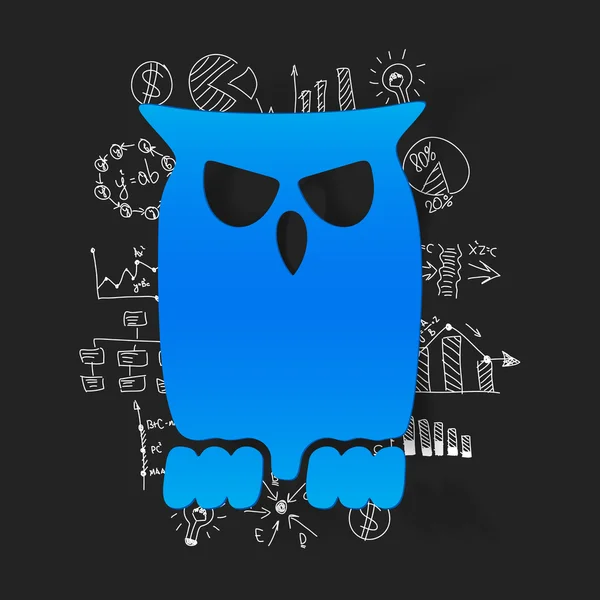 Drawing business formulas with owl — Stock Vector