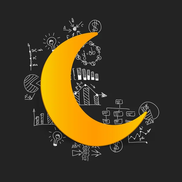 Drawing business formulas with moon — Stock Vector