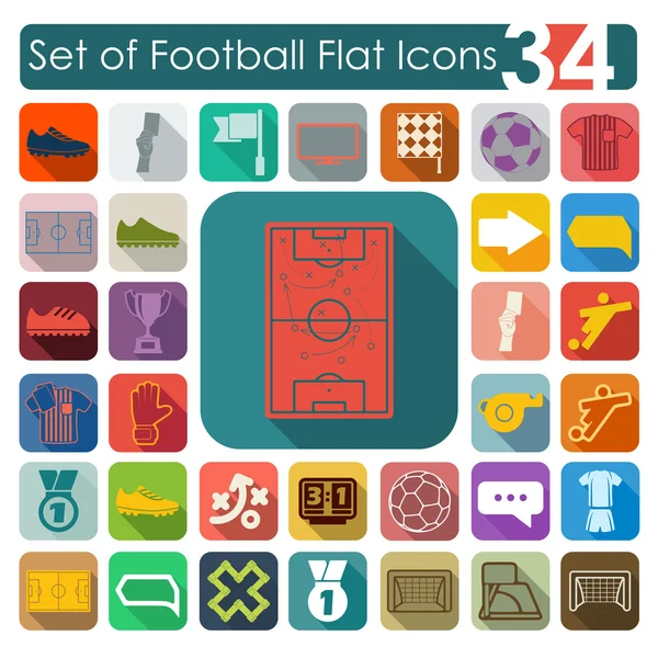 Set van voetbal plat pictogrammen — Stockvector