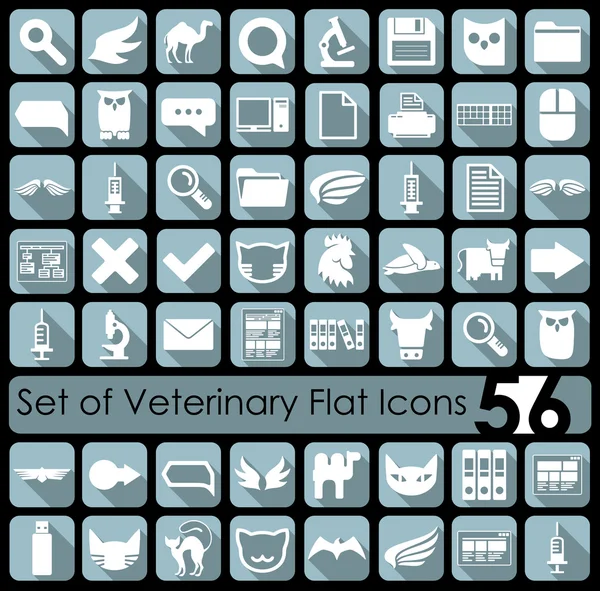 Conjunto de iconos planos veterinarios — Vector de stock