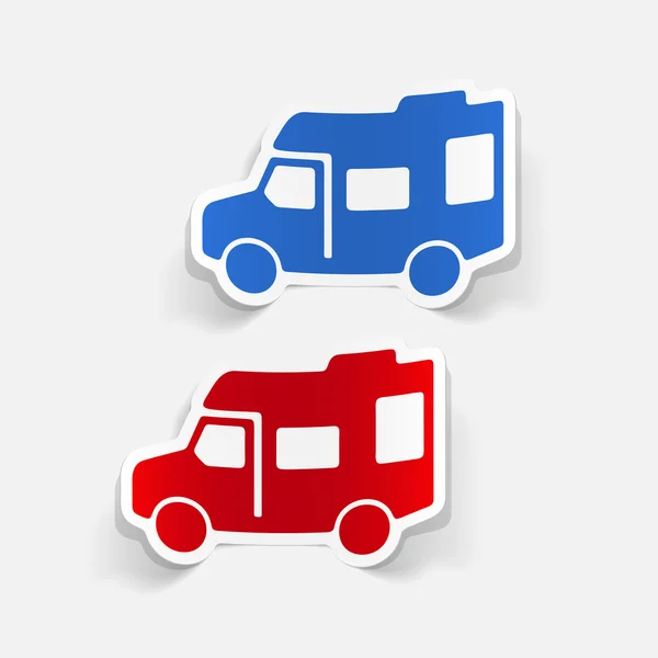 Gerçekçi tasarım öğesi: kamyonet ve karavan — Stok Vektör