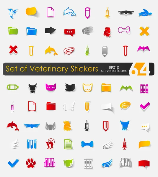 Conjunto de pegatinas veterinarias — Vector de stock