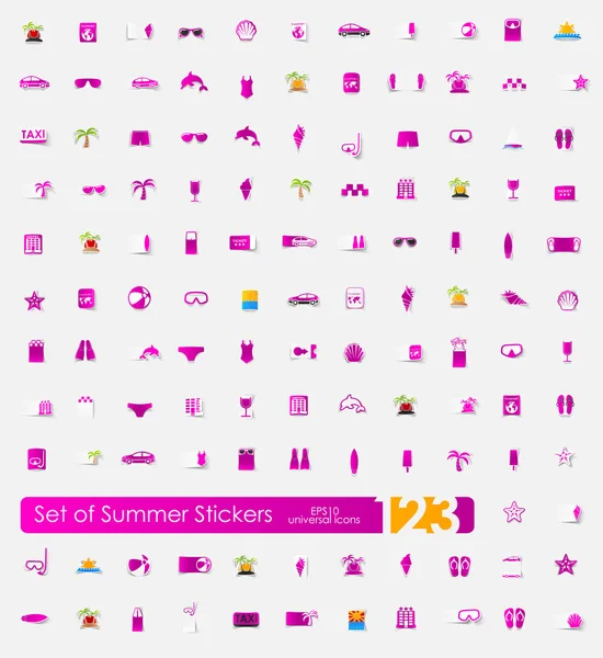 Set of summer stickers — Stock Vector
