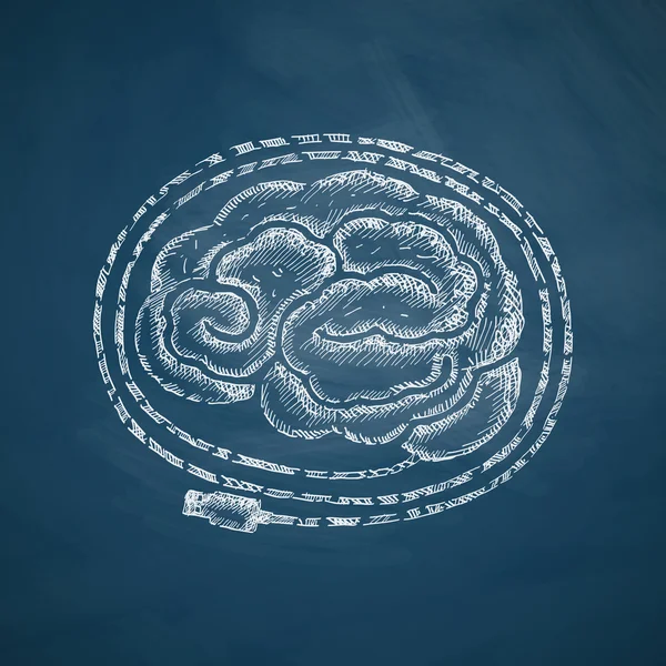 Icona del cervello sulla lavagna — Vettoriale Stock