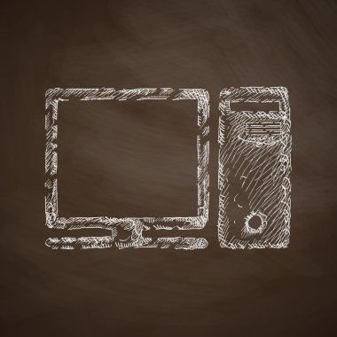 Kara tahta üstünde bilgisayar kutsal kişilerin resmi