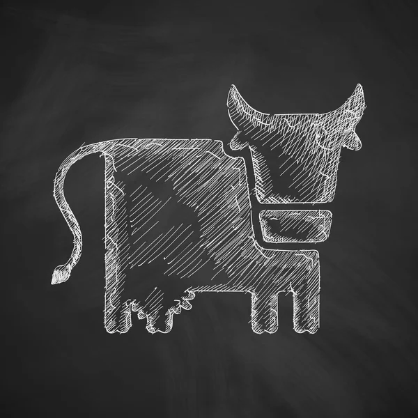 Icono de vaca en pizarra — Vector de stock