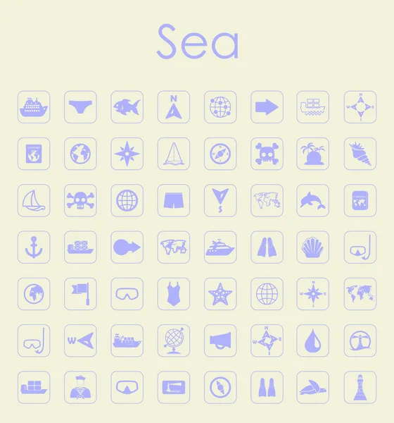Набор простых морских икон — стоковый вектор