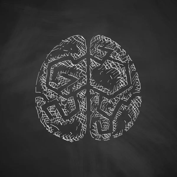 Icône du cerveau sur tableau noir — Image vectorielle