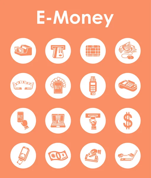 Set of e-money simple icons — Stock Vector