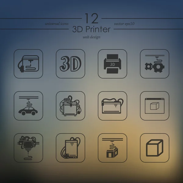 Set dari ikon pencetak 3d - Stok Vektor