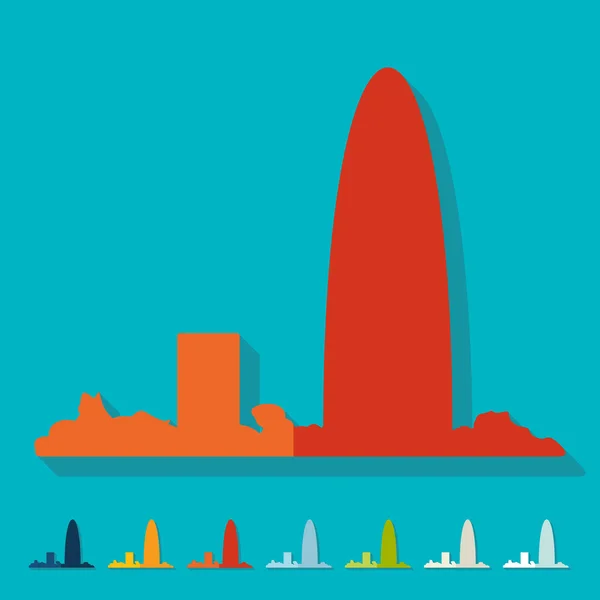 Diseño plano, Barcelona skyline — Vector de stock