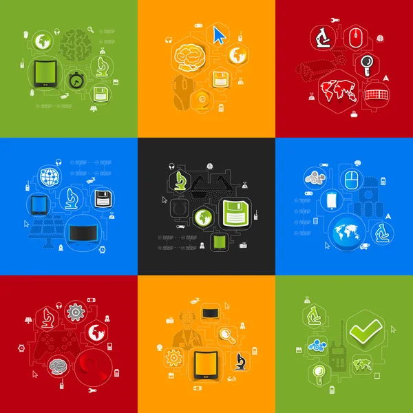 Tecnología pegatina infografía — Archivo Imágenes Vectoriales