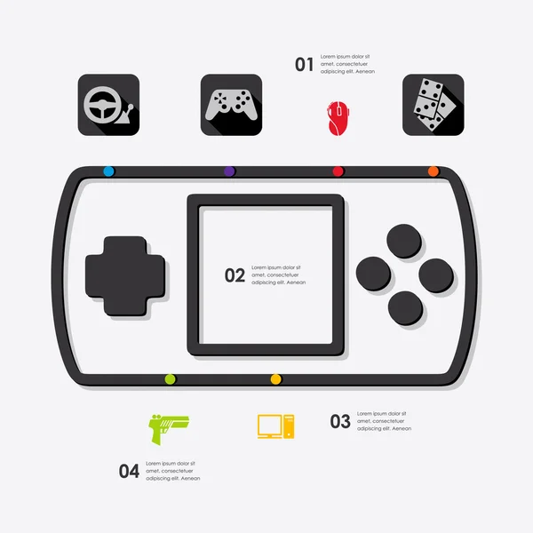 Icônes infographiques de jeu — Image vectorielle