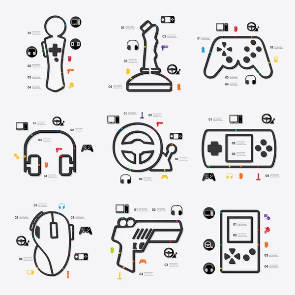 Iconos de infografía del juego — Archivo Imágenes Vectoriales