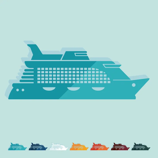 Plat ontwerp, cruiseschip — Stockvector