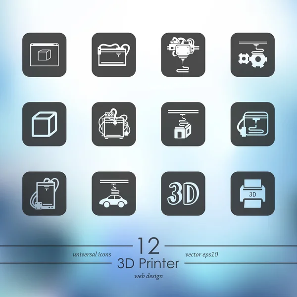 Σύνολο 3d εκτυπωτή εικονιδίων — Διανυσματικό Αρχείο