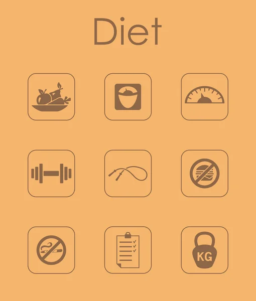 Набор диетических простых икон — стоковый вектор