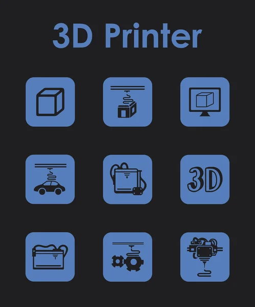 3d 프린터 간단한 아이콘 세트 — 스톡 벡터