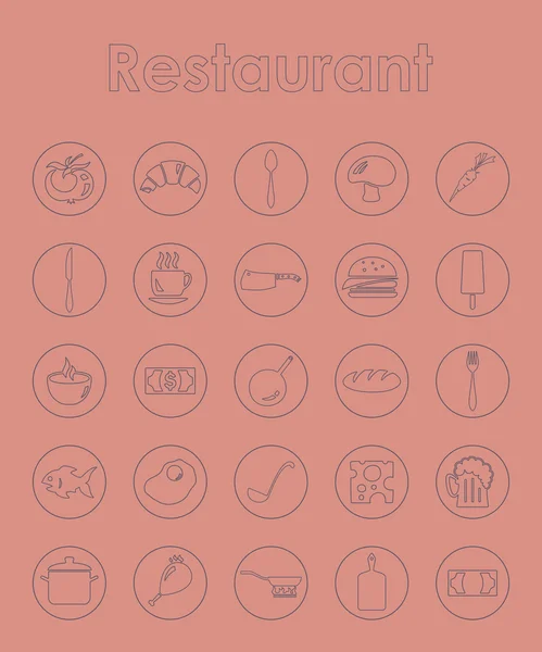 Conjunto de iconos simples de restaurante — Vector de stock