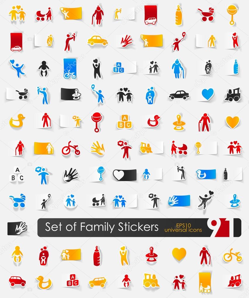 Set of family stickers