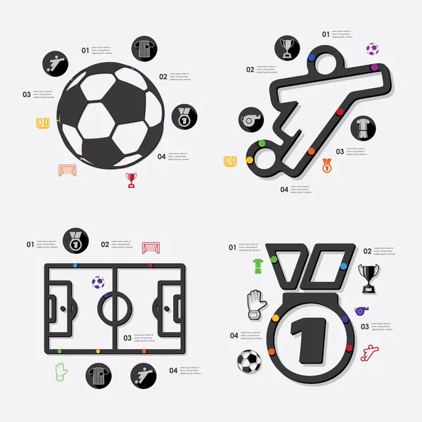 サッカーインフォグラフィック要素 — ストックベクタ