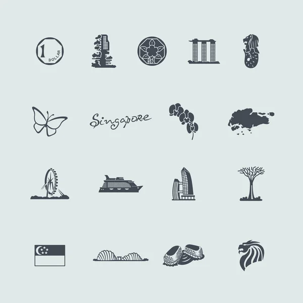 Set of Singapore icons — Stock Vector