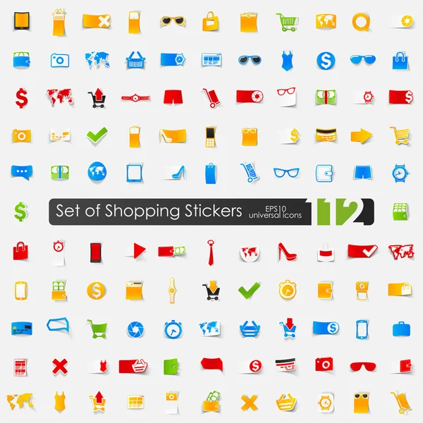 Set van winkelen stickers — Stockvector