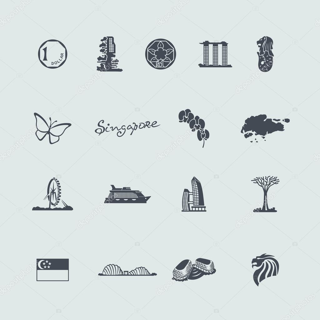 Set of Singapore icons