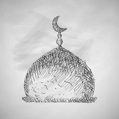 Mosque icon on chalkboard