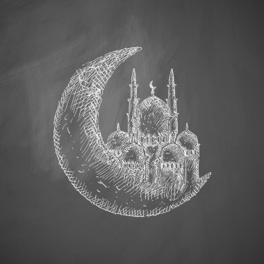 Moon icon on chalkboard