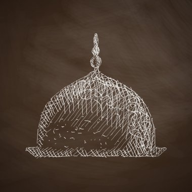 Mosque icon on chalkboard