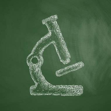 Microscope icon on chalkboard