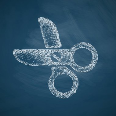 Scissors icon on chalkboard