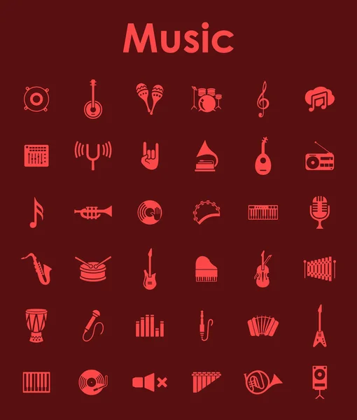 Набор музыкальных простых икон — стоковый вектор