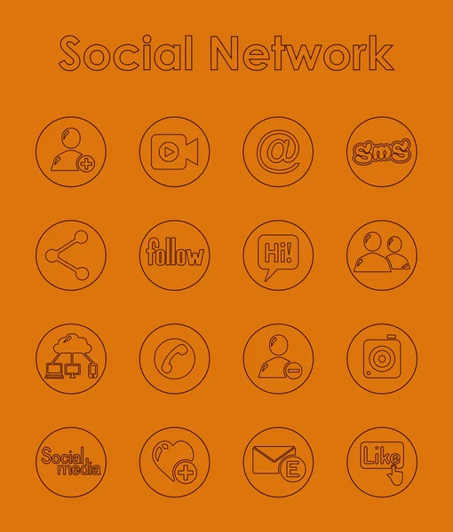 Ensemble d'icônes simples de réseau social — Image vectorielle