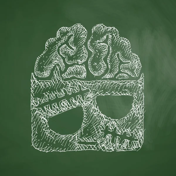 Zombie icon on chalkboard — ストックベクタ