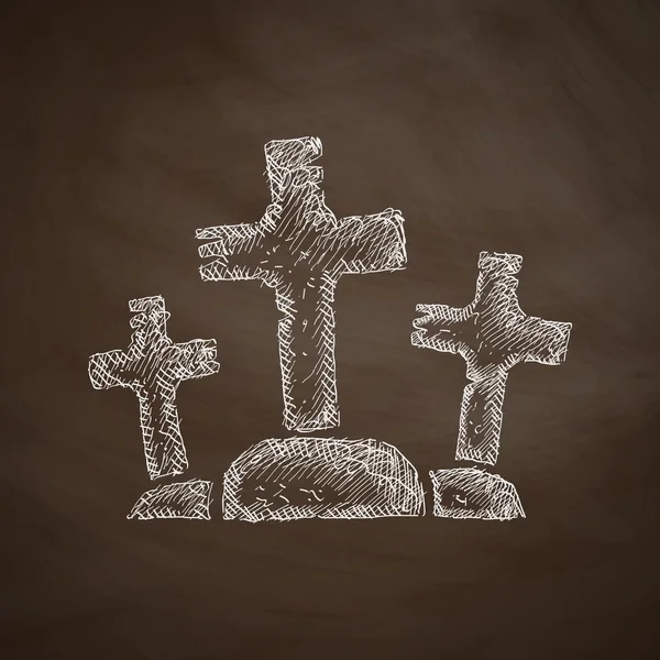 Tombstone icon on chalkboard — 스톡 벡터