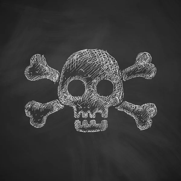 Skull icon on chalkboard — Stock Vector