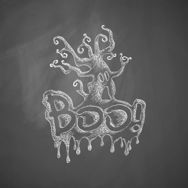 Boo icon on chalkboard — Stock Vector