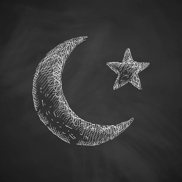 Moon icon on chalkboard — Stockový vektor