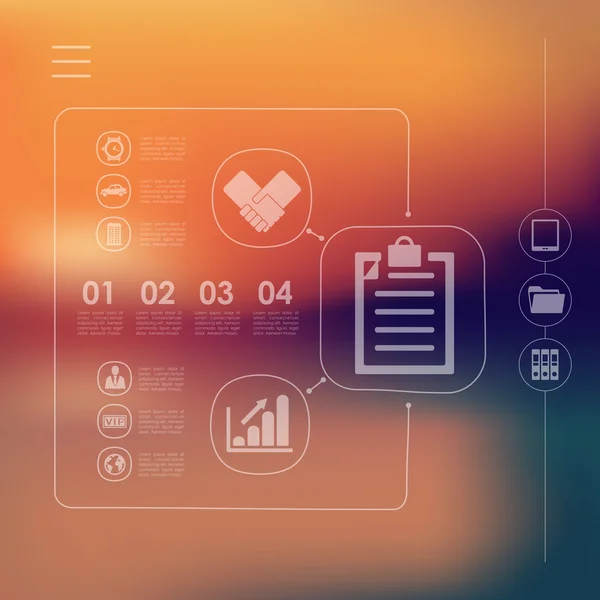 Infográfico de negócios com fundo desfocado — Vetor de Stock