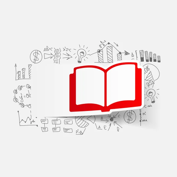 Desenho de fórmulas de negócios com ícone de livro — Vetor de Stock