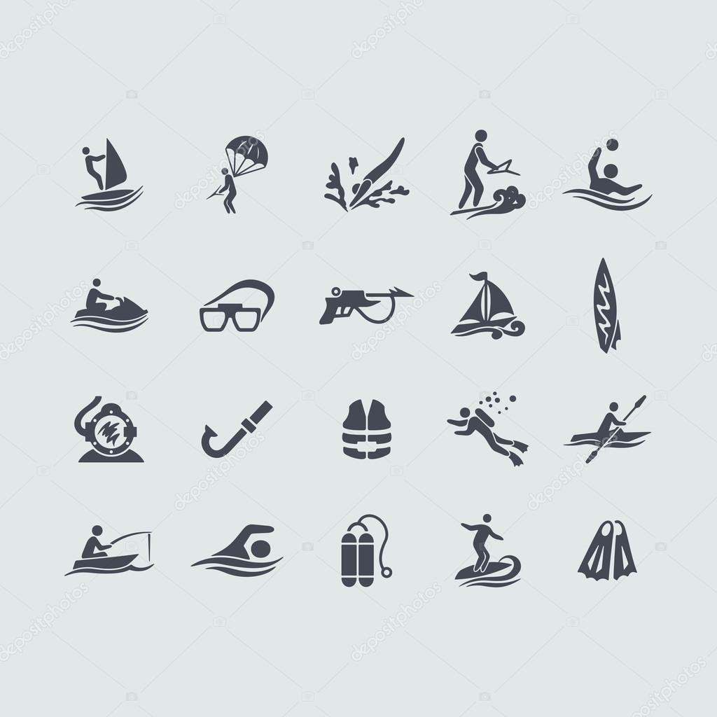 Set of water sports icons