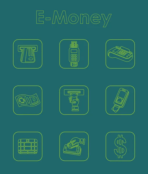 Set of e-money simple icons — Stock Vector