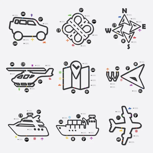 Navigation infographic with icons — Stock Vector