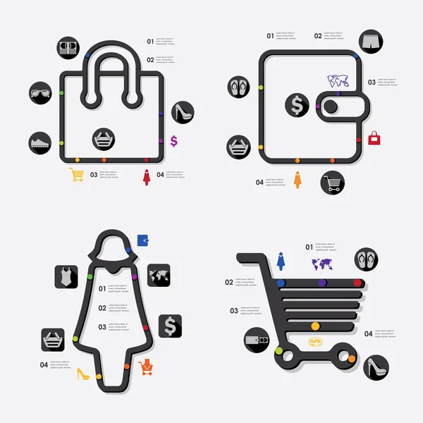 Infográfico de moda com ícones — Vetor de Stock